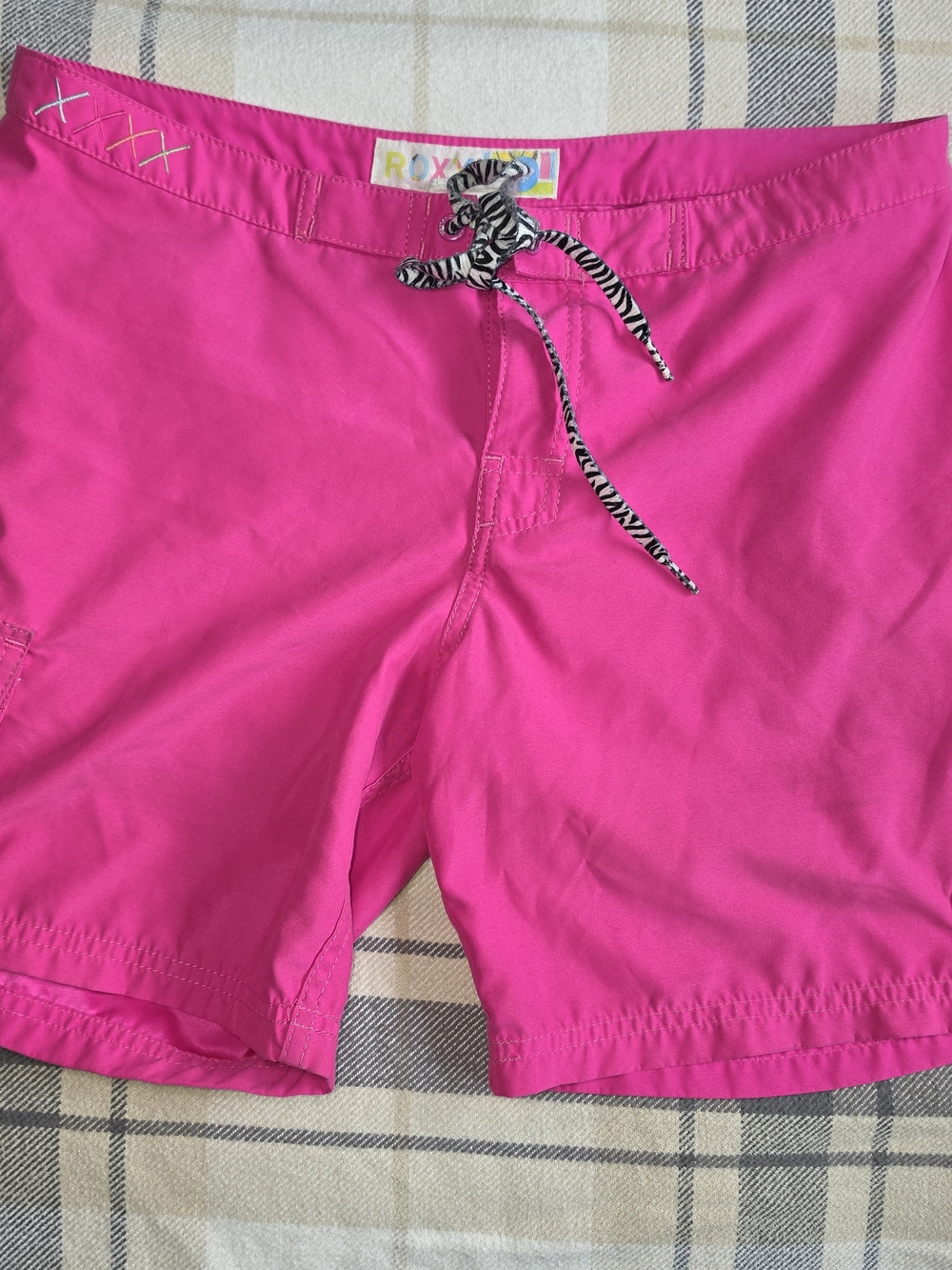 Roxy Women's Hot Pink Swim Shorts with Zebra Drawcord